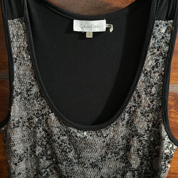 CALVIN KLEIN SIZE S SEQUINED FRONT & JERSEY BACK TANK DRESS - Picture 4 of 4